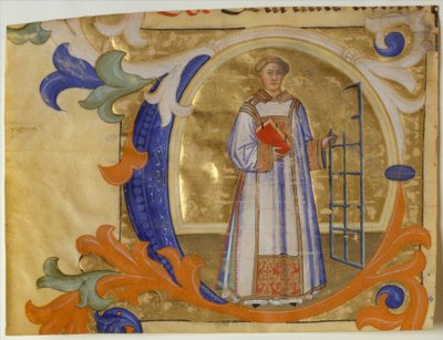 Manuscript Illumination with Saint Lawrence in an Initial C, from a Gradual by Simone Camaldolese