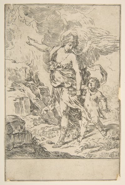 A Guardian Angel Walking with a Child, ca. 1640 by Simone Cantarini