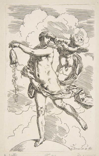 Fortune Standing on a Globe Emptying a Purse of Coins, ca. 1635-1636 by Simone Cantarini