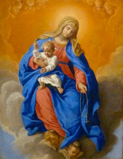 Madonna of the Rosary by Simone Cantarini
