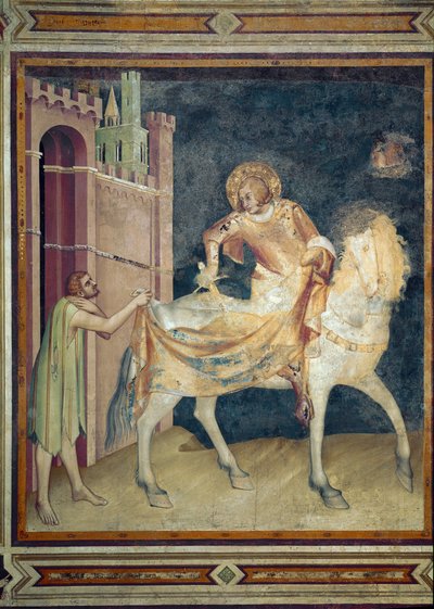 Saint Martin Shares His Coat with a Beggar by Simone Martini