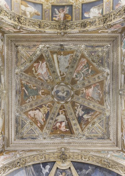 Angels and Blessing God by Simone Veneziano Peterzano