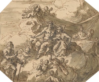 Design for a Mythological Scene, with Jupiter and Juno by Sir James Thornhill