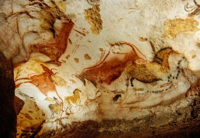 Prehistoric Artists Painted Robust Horses on Ceiling of the Axial Gallery, Lascaux, France by Sisse Brimberg
