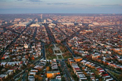 View of the city looking west toward the Capitol and Washington Monument with Lincoln, 2022 by Sisse Brimberg