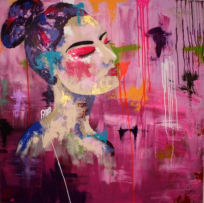 Abstract Pink Portrait by Sofia Toborg