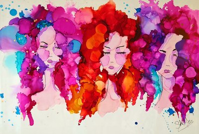 Colorful Flowing Women by Sofia Toborg