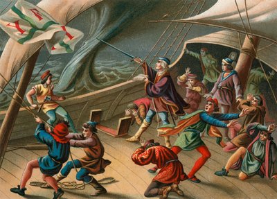 Columbus Calms a Waterspout by Spanish School