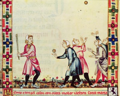 Game of pelota in the open air, from the manuscript made under the direction of Alfonso X The Wise, King of Castile and Leon by Spanish School