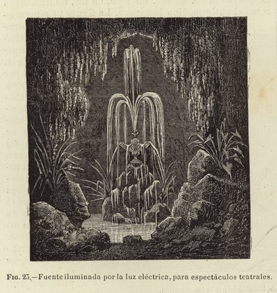 Fountain illuminated by electric light, for spectacles by Spanish School