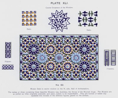 Mosaic Dado in centre window on the North side, Hall of Ambassadors by Spanish School