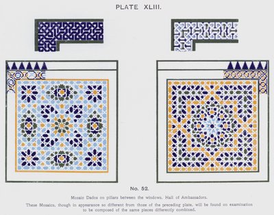 Mosaic Dados on Pillars Between the Windows, Hall of Ambassadors by Spanish School