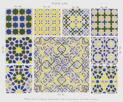 Mosaics from the Hall of Ambassadors, Hall of Two Sisters, and Hall of Justice by Spanish School