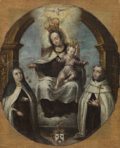Virgin and Child between Saint Claire and Saint Dominic by Spanish School
