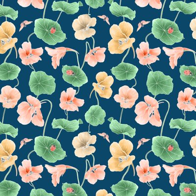 Nasturtium hero pattern colorway 2 by Stacy Hsu
