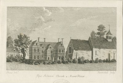 Pipe Ridware Church and Manor House: engraving by Stebbing Shaw