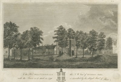 Rushall Castle/Hall: engraving by Stebbing Shaw