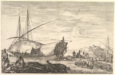 A Galley Covered in Sails, from "Views of the Port of Livorno" by Stefano della Bella