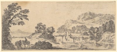 River Landscape with Stone Bridge by Stefano della Bella