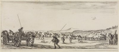 Peace and War: Trains with Cannons and Two Soldiers Equipped with Long Lances by Stefano della Bella