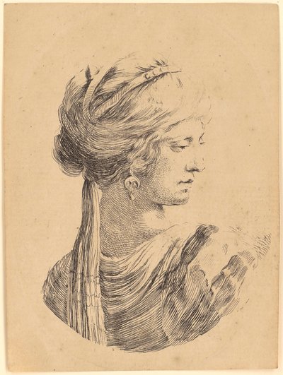 Young Woman with Turban in Three-Quarter Profile to the Right by Stefano della Bella