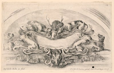 Lunette with Escutcheons, No. 13 from "Raccolta di varii cappriccii et nove inventioni di cartelle et ornamenti" by Stefano della Bella