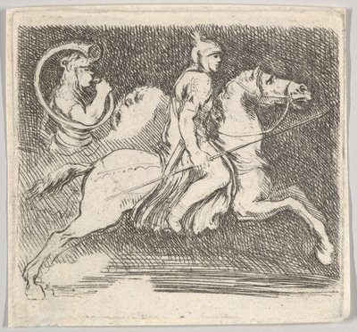 A Soldier in Profile Galloping to the Right Holding a Lance, ca. 1646 by Stefano della Bella