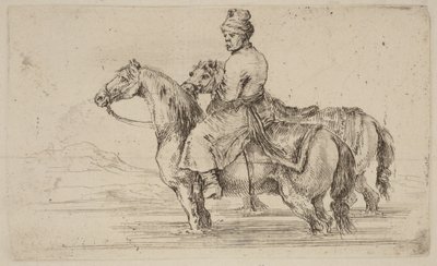 Polish Attendant with Two Horses by Stefano della Bella