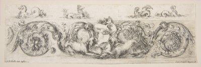 Rinceaux with Child Frightened by Dogs, Plate 8 from: 