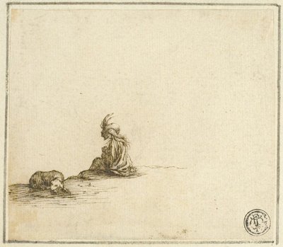Seated Gypsy Mother and Child, with Dog by Stefano della Bella
