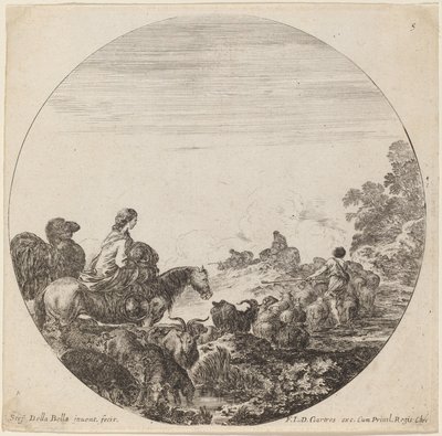 Shepherds and Flock with Woman and Camel by Stefano della Bella
