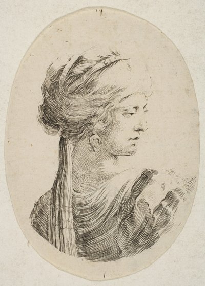 Sultana wearing a turban, in profile to the right, from 