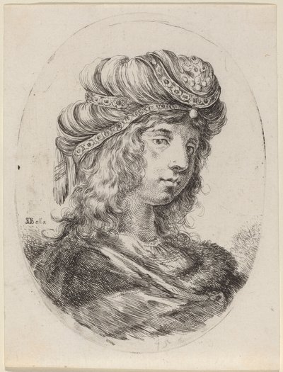 Sultaness in a Banded Turban, Turned to the Right by Stefano della Bella