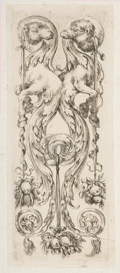Two Facing Camel Heads with Bodies Terminating in Ornament by Stefano della Bella
