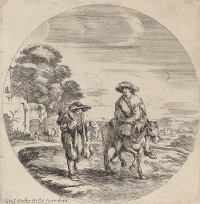 Two Peasants Traveling in a Landscape by Stefano della Bella