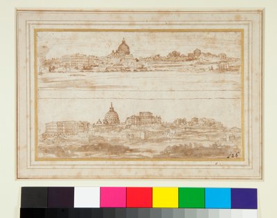 Two Views of Rome with the Vatican by Stefano della Bella