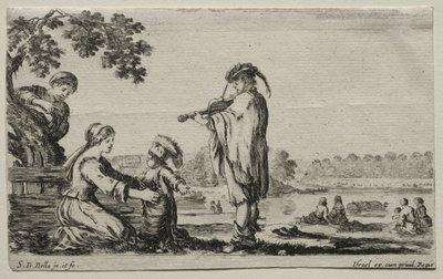 Various Figures and Landscapes: A Violin Player by Stefano della Bella