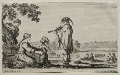 Various Figures and Landscapes: A Violin Player, 1649 by Stefano della Bella