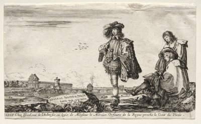 Various Figures and Landscapes: Title Page - Three Figures by Stefano della Bella