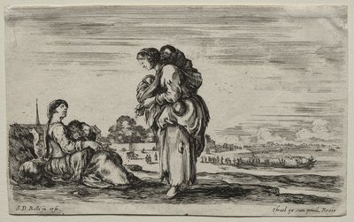 Various Figures and Landscapes: Two Mothers Chatting Together by Stefano della Bella