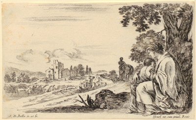 Lost Rider Asking for Directions, Sheet 4 of the Series "Various Figures and Countries" by Stefano della Bella