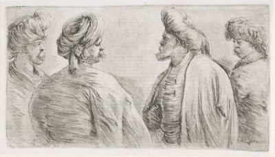 Four Turkish Men with Mustaches and Turbans by Stefano della Bella