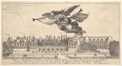 View of the Palais Cardinal, the Figure of Fame at Top Center Flying Towards the Left by Stefano della Bella