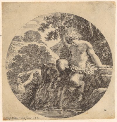Two satyrs on the riverbank by Stefano della Bella