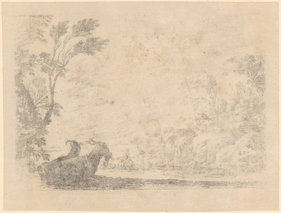 Two Resting Goats by Stefano della Bella