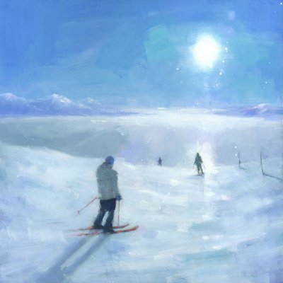 Sunny Mountain Skiing by Steve Mitchell