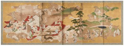 Picnicking under Cherry Blossoms and Boating on the River, mid 18th century by Sukenobu Nishikawa