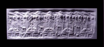 Handled cylinder seal impression, Uruk, c.3300-3000 BC by Sumerian Sumerian