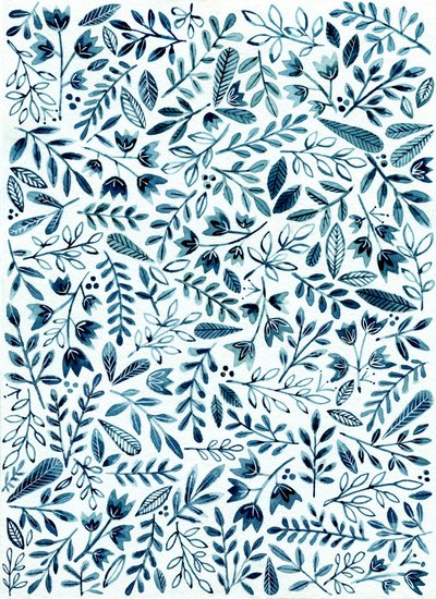 Blue Floral Pattern by Susan Black