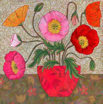 Colorful Poppies in Vase by Susan Black